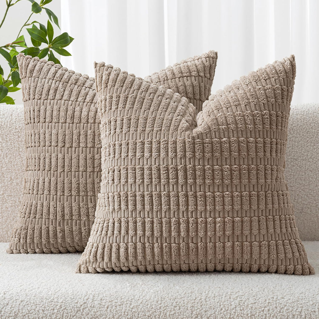 MIULEE Christmas Corduroy Decorative Throw Pillow Covers 18x18 Burgundy