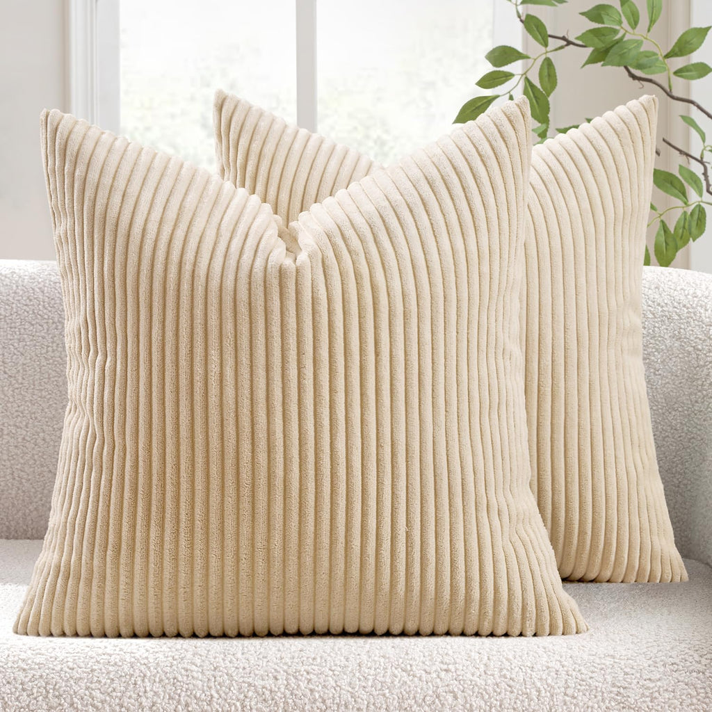 MIULEE Fall Decorative Corduroy Throw Pillow Covers Set of 2 20x20 Orange