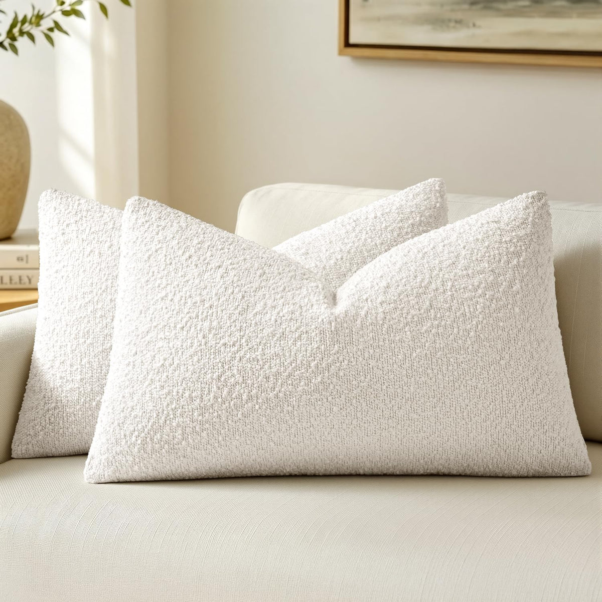 MIULEE 20x20 Decorative Boucle Couch Pillow Covers Beige