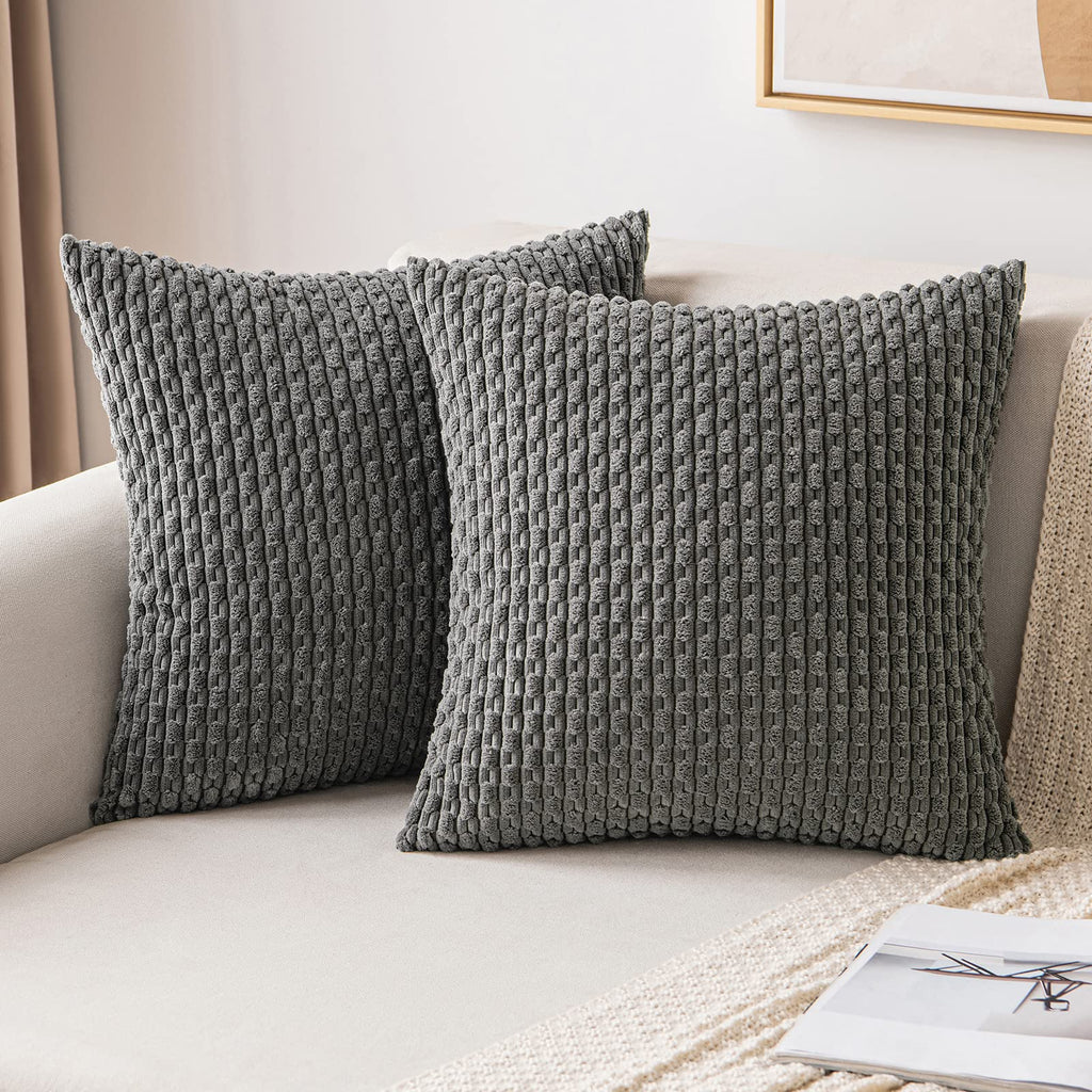 MIULEE Decorative Throw Pillow Covers 18x18 Sage Green Textured Corduroy