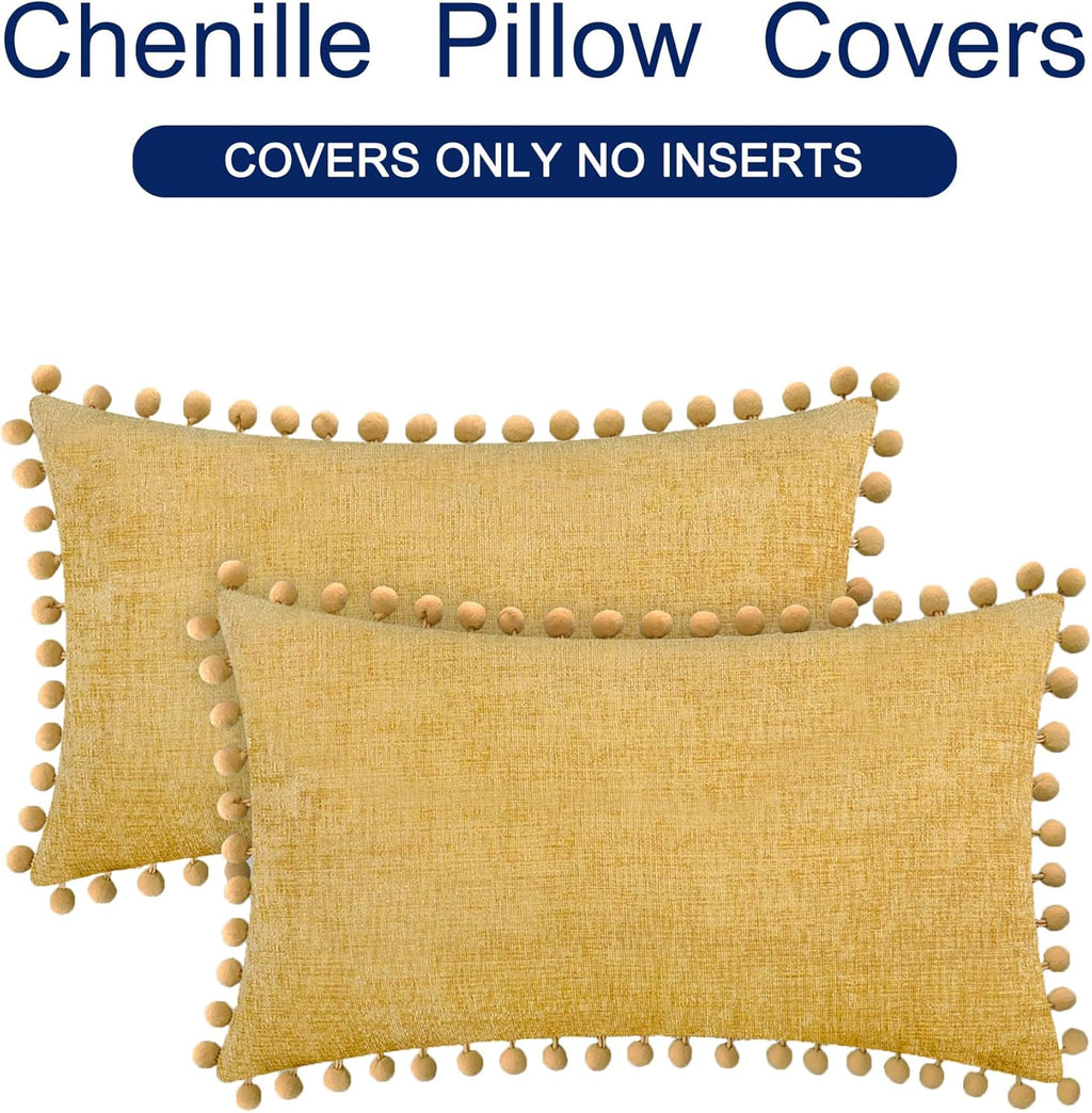 CaliTime Decorative Couch Throw Pillow Covers 20 X 12 Inches Gold