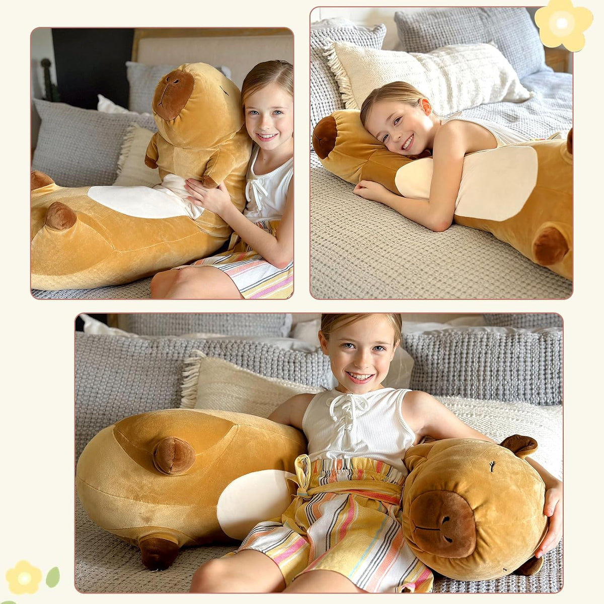 Tezituor Long Capybara Plush Body Pillow, 39.5” Cute Capybara Stuffed Animal Soft Sleeping Throw Pillow Plush Capybara Toy Birthday Christmas for Kids Girlfriends