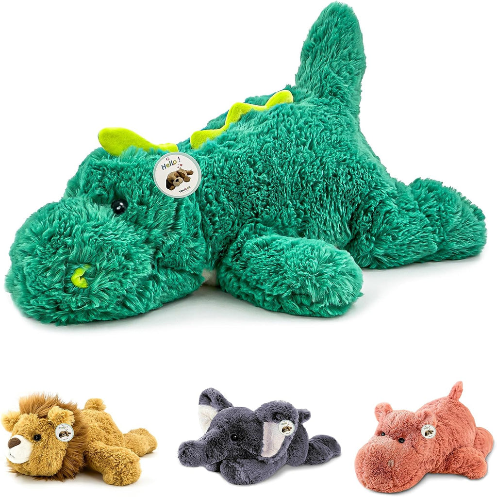 YOUBLEK 16" 2 Lb Green Dinosaur Weighted Stuffed Animals, Plush Pillow Toy