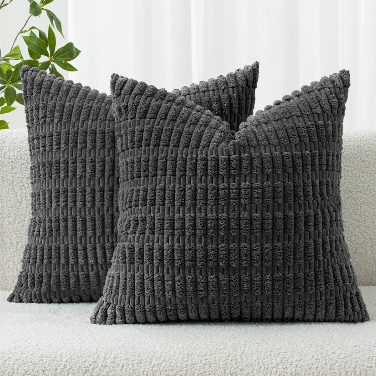 MIULEE Fall Corduroy Decorative Throw Pillow Covers 18x18 Rust Pack of 2