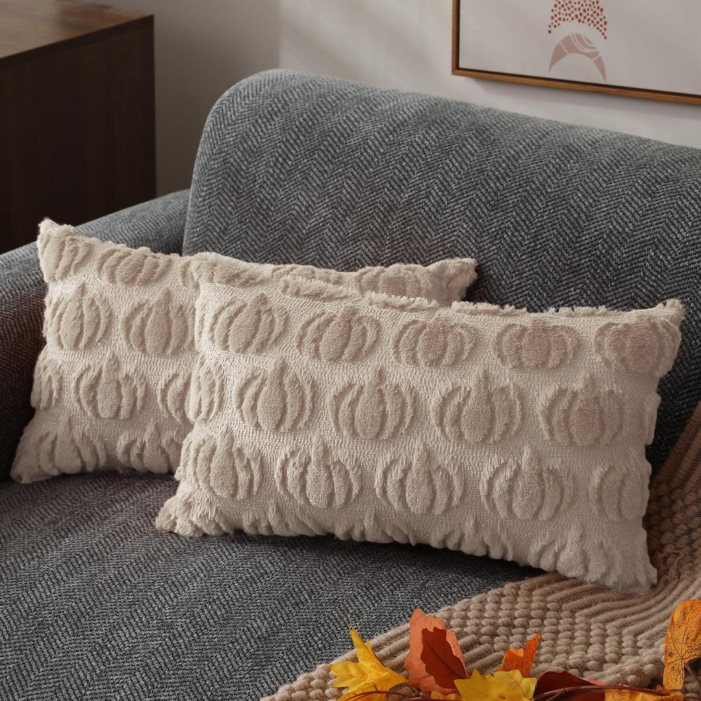 DFXSZ Fall Pillow Covers 18x18 2Pcs Rust Pumpkin Fall Decorations for Home