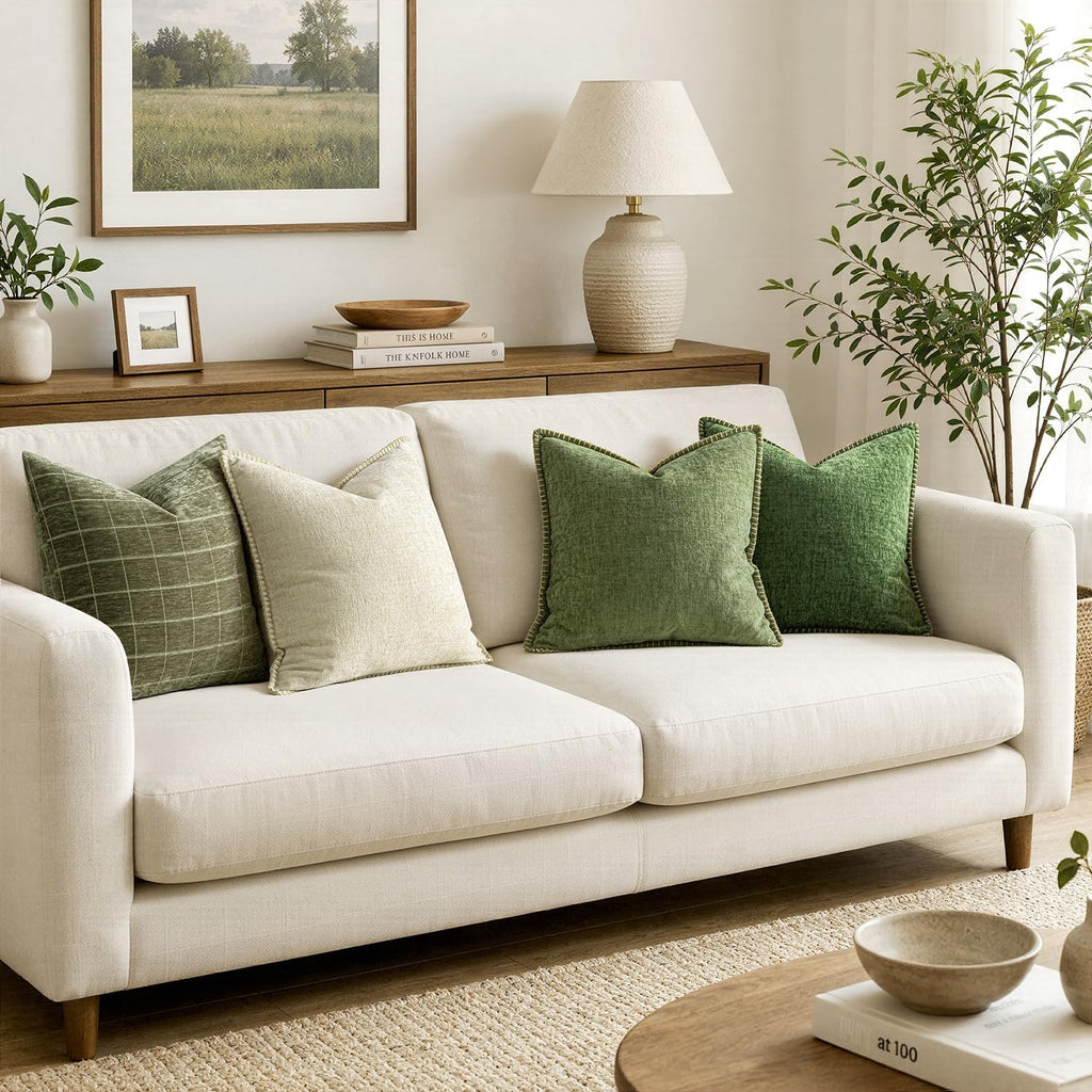 MIULEE Decorative Couch Throw Pillow Covers 18x18 Inch Sage Green 2 Pack