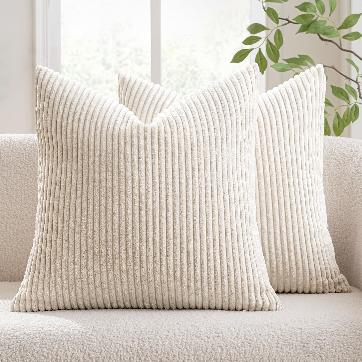 MIULEE Fall Decorative Corduroy Throw Pillow Covers Set of 2 20x20 Orange