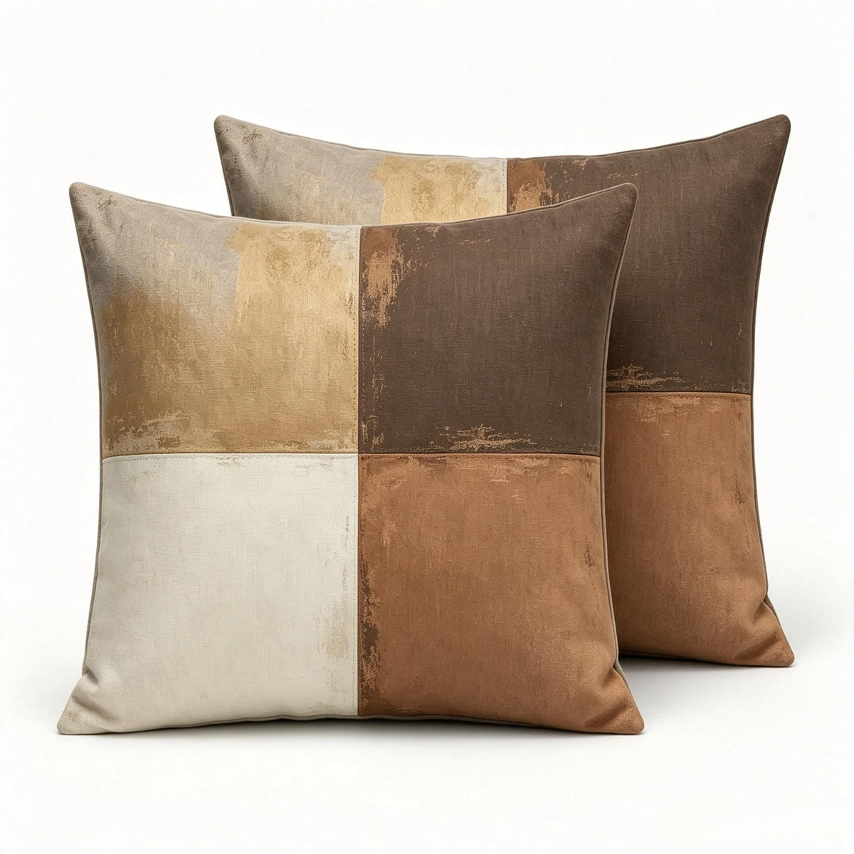 Decorative Throw Pillow Covers, Vintage Floral Pattern in Sage Green and Brown, 2 Pack Square Cushion Cases with Autumn Leaves Design，18x18 Pillows Linen Pillowcase