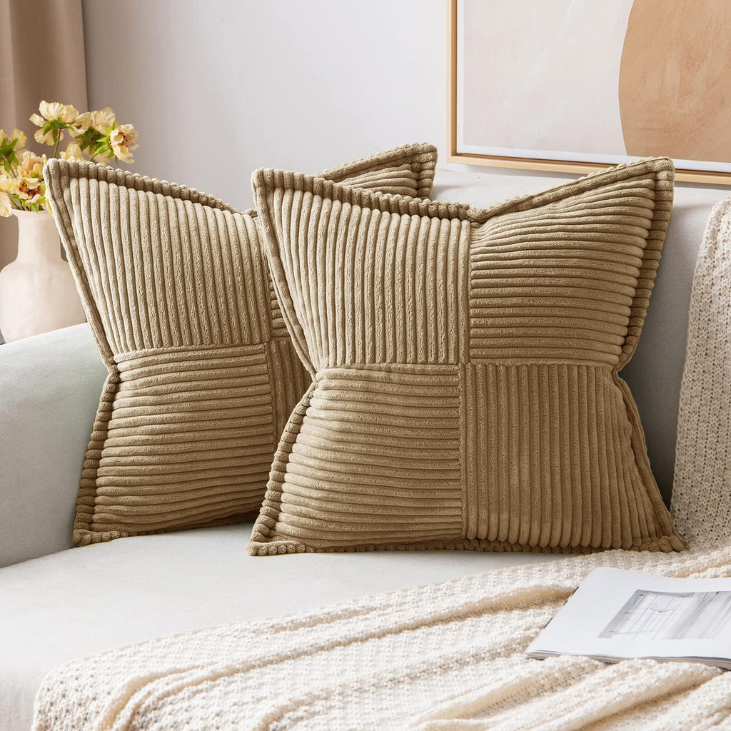MIULEE Decorative Throw Pillow Covers for Couch 18x18 Inch Beige 2 Pack