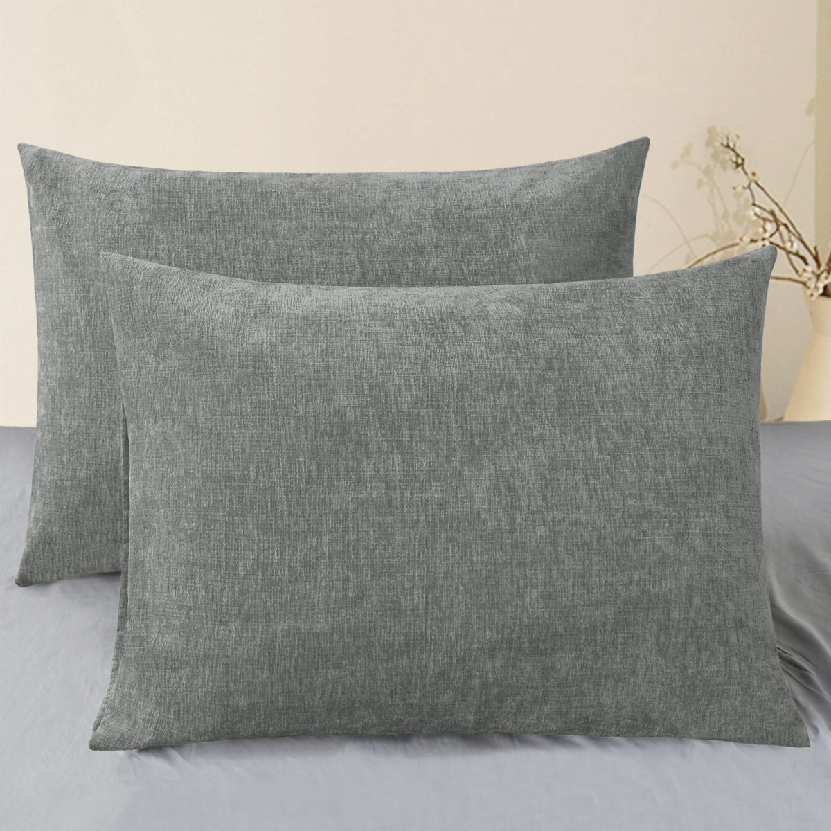 CaliTime Decorative Couch Throw Pillow Covers 18 X 18 Inches Medium Grey