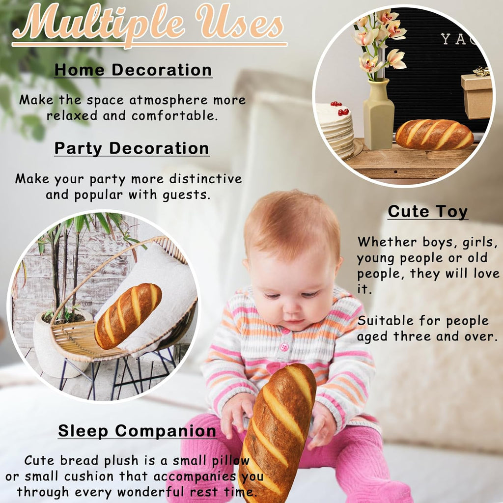 zhidiloveyou Bread Pillow Funny Stuffed Bread Shaped Toy Small Plush, 11.8"