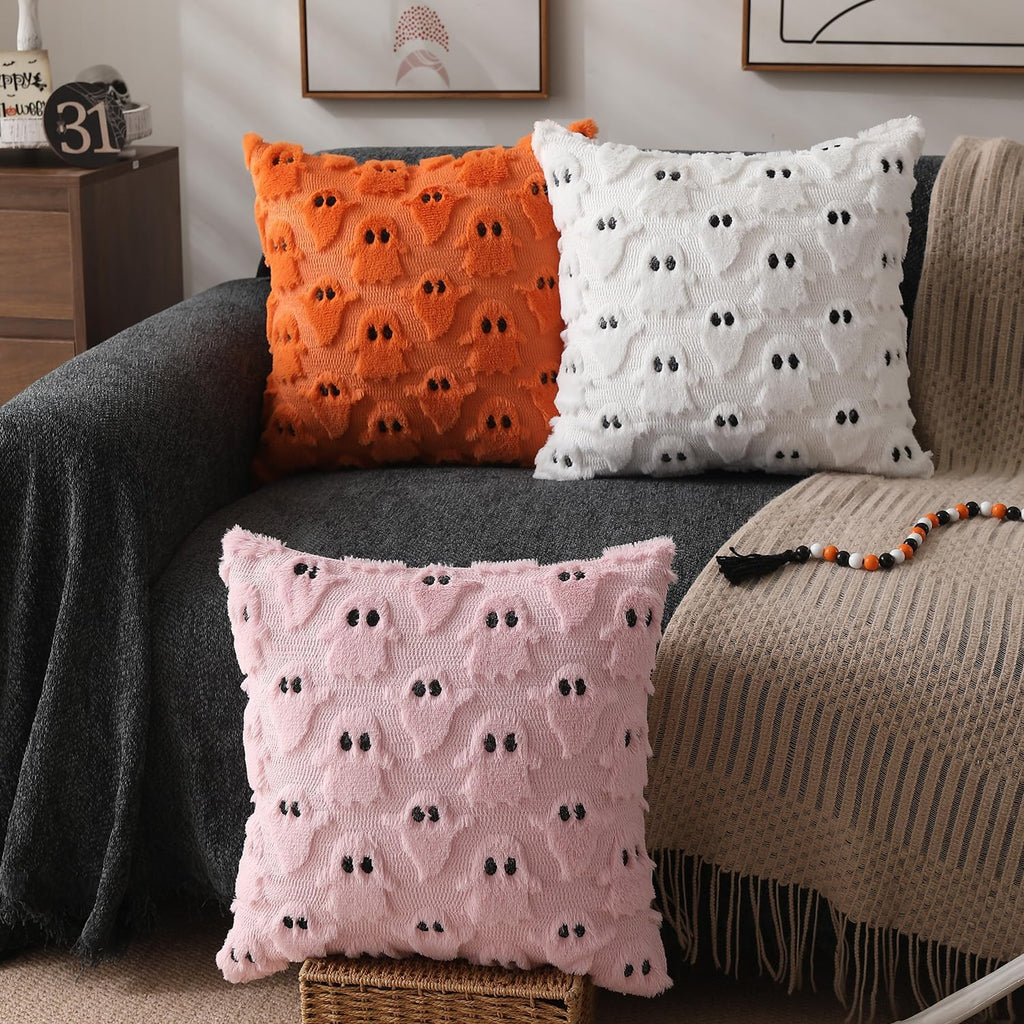 DFXSZ Halloween Pillow Covers 22x22 inch 2Pcs White Ghost Halloween Decor