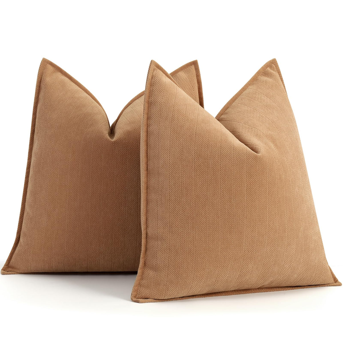 ZWJD Beige Pillow Covers 20x20 Set of 2 Chenille Throw Pillow Covers with Elegant Design Soft and Luxurious Decorative Throw Pillows for Couch, Bed, and Home Decor