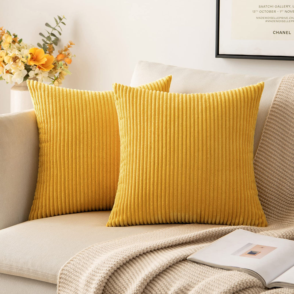 MIULEE Fall Decorative Corduroy Throw Pillow Covers Set of 2 20x20 Orange