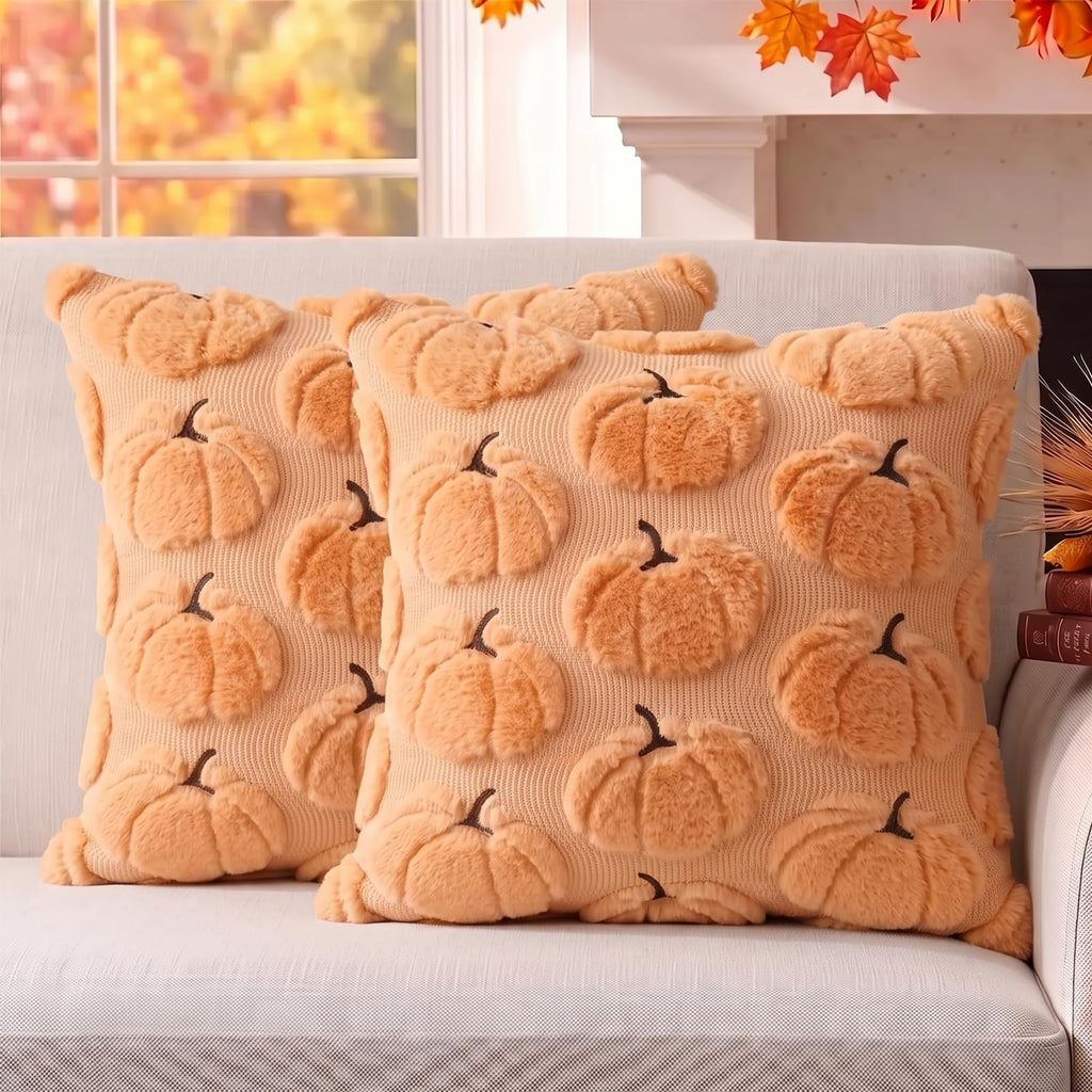 Fall Pillow Covers Pumpkin Fall Decor 18x18 Set of 2 Beige