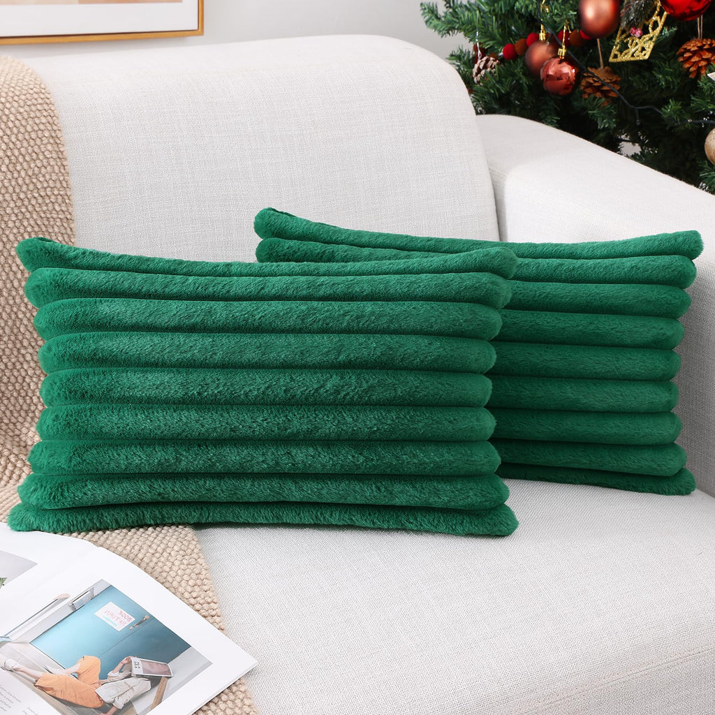 Pallene Faux Fur Decorative Throw Pillow Covers 18x18 Set of 2, Cream White