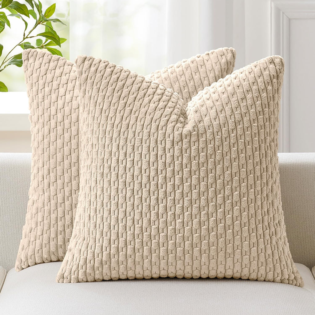 Kevin Textile Soft Corduroy 18x18 Inch Pillow Covers 2 Pack, Sage Green