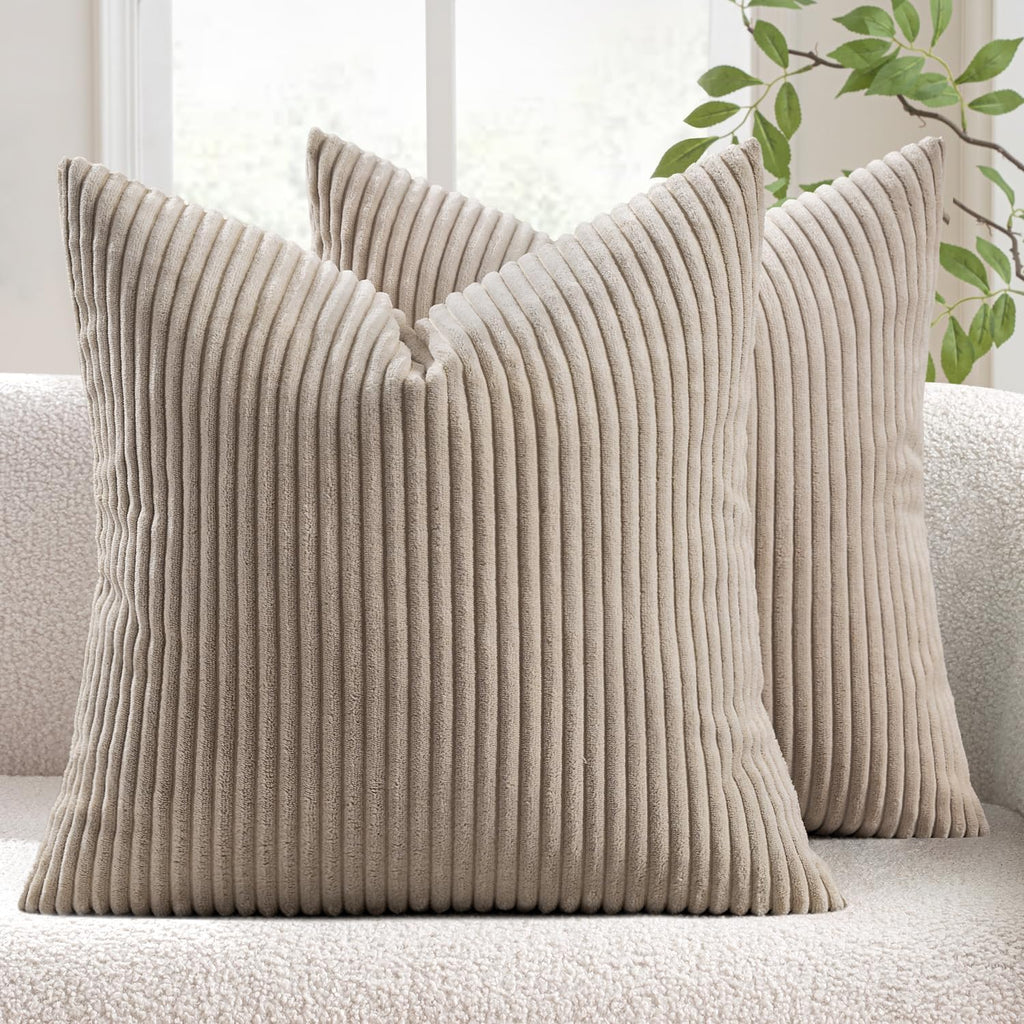 MIULEE Fall Decorative Corduroy Throw Pillow Covers Set of 2 20x20 Orange