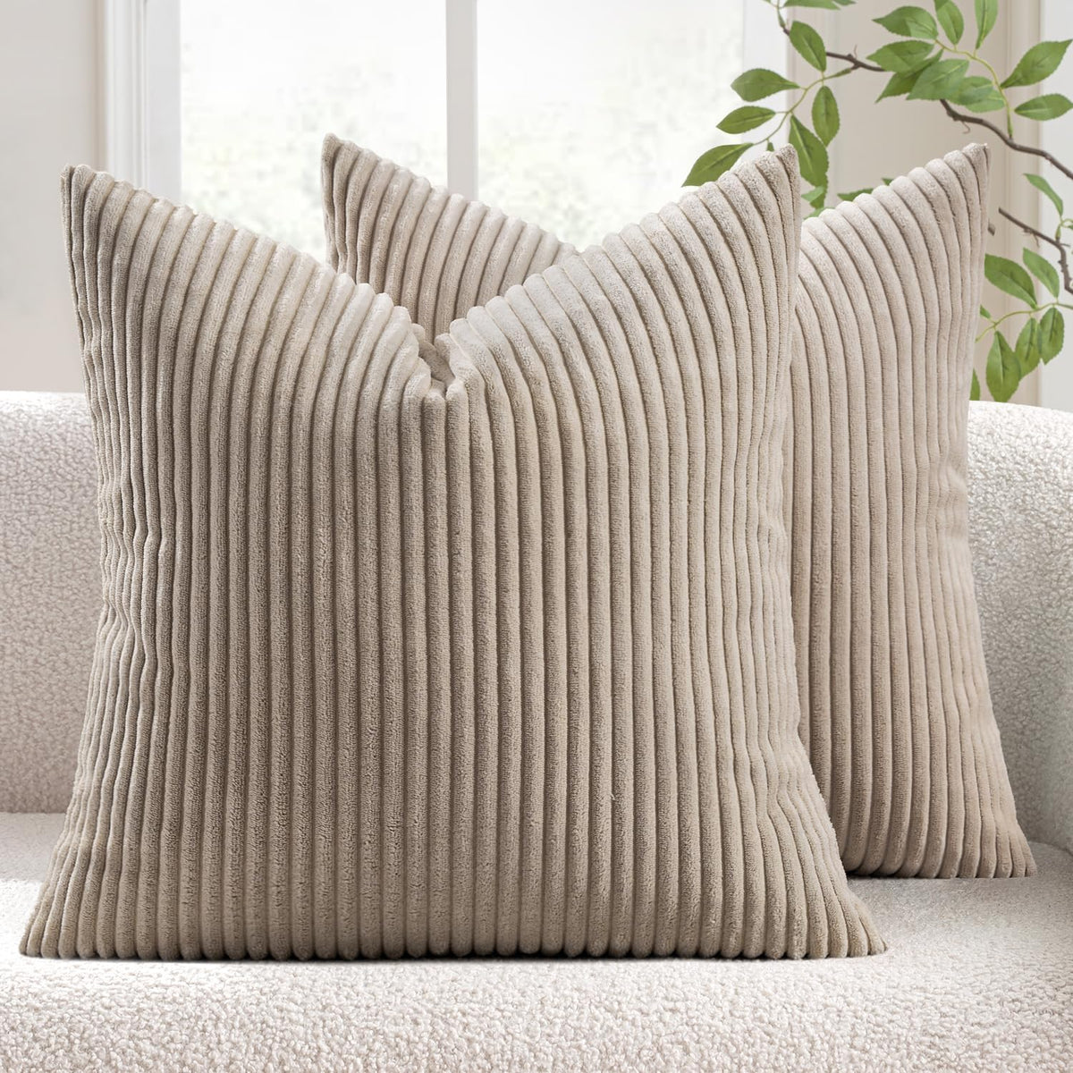 MIULEE Fall Decorative Corduroy Throw Pillow Covers Set of 2 20x20 Orange