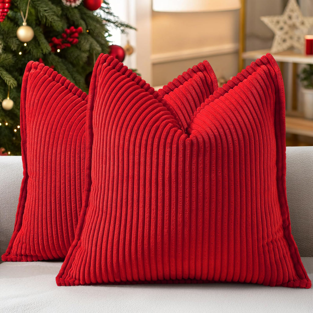 decorUhome Fall Corduroy Navy Blue Throw Pillow Covers 24x24 Set of 2