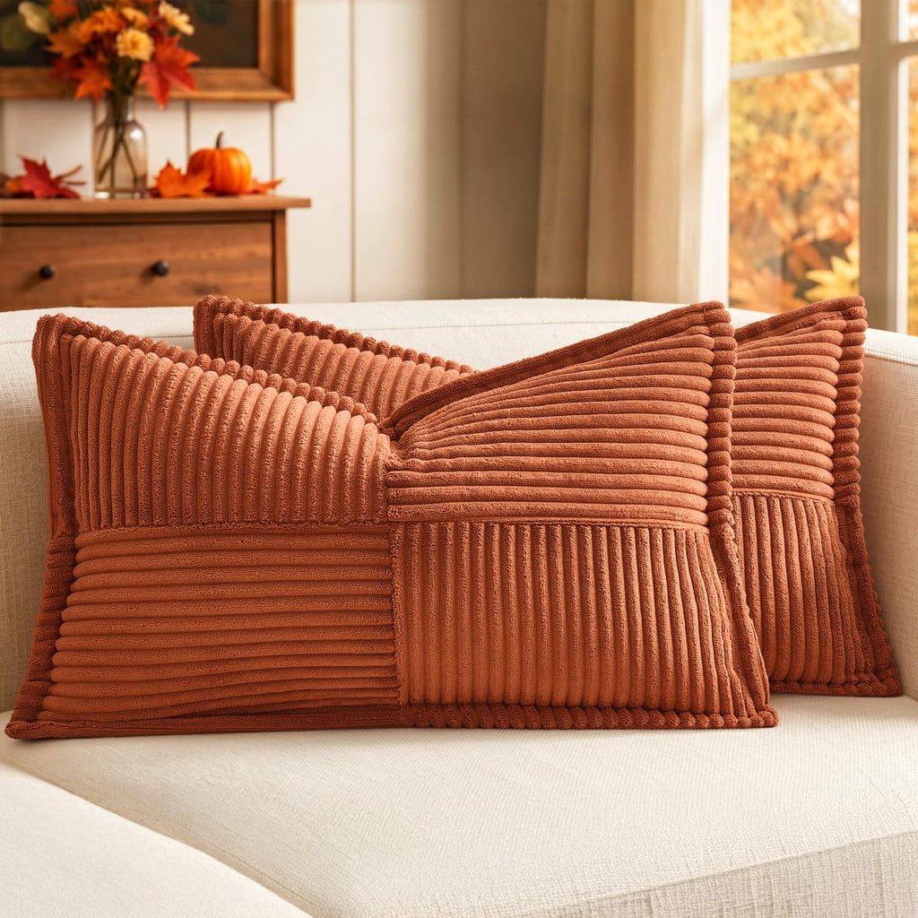 MIULEE Decorative Throw Pillow Covers for Couch 18x18 Inch Beige 2 Pack