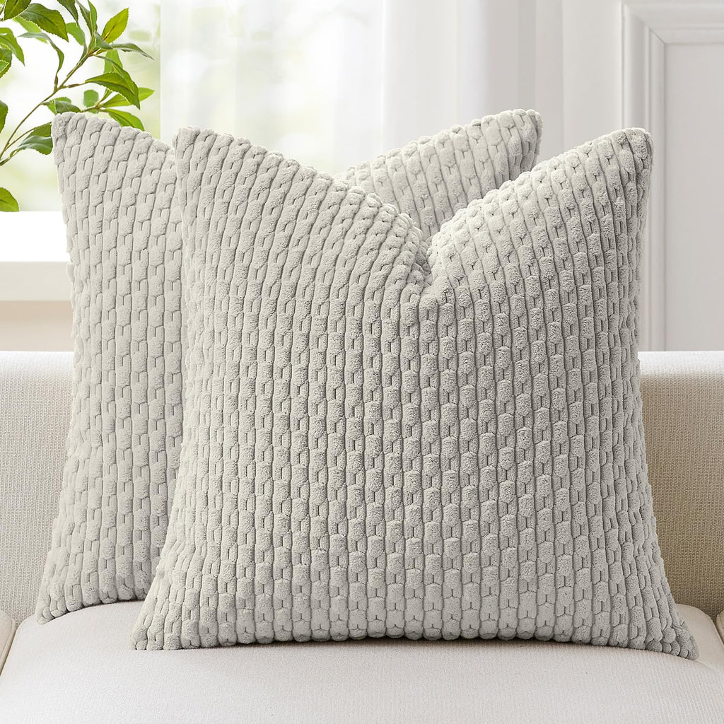 Kevin Textile Soft Corduroy 18x18 Inch Pillow Covers 2 Pack, Sage Green