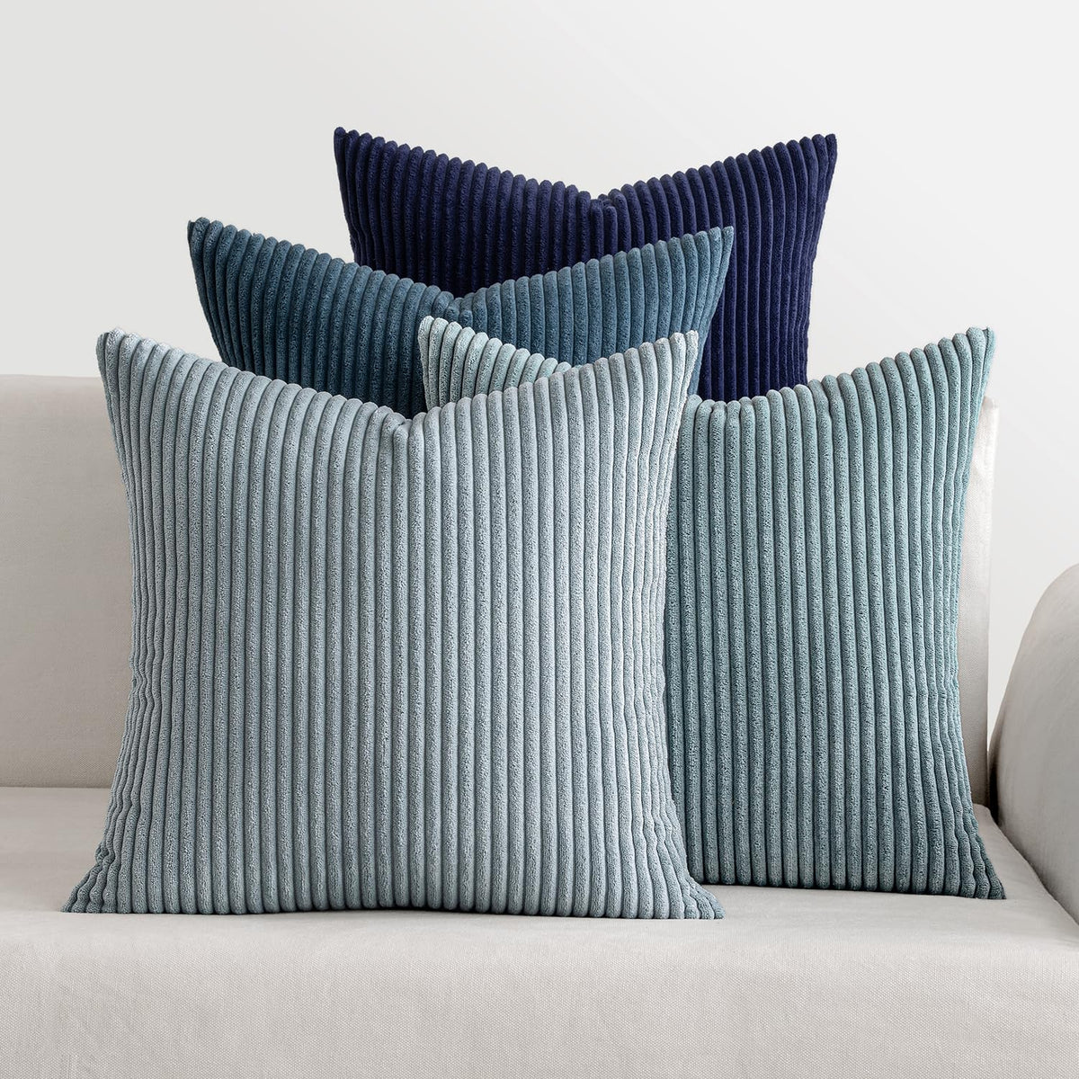 MIULEE Soft Corduroy Decorative Throw Pillow Covers Orange Teal 18x18