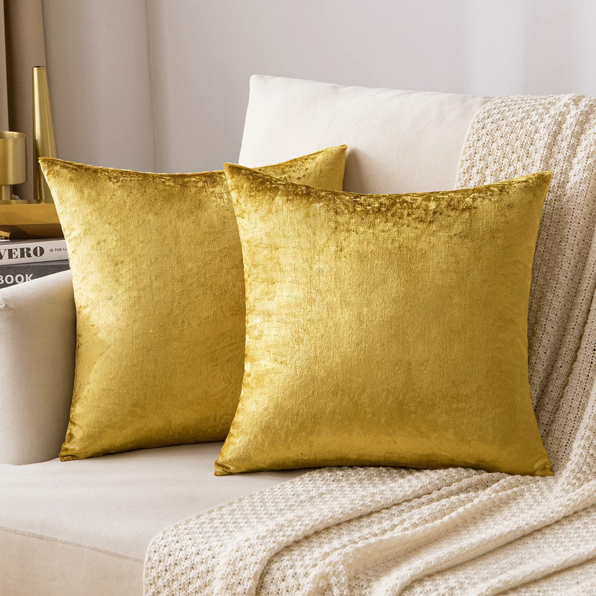 MIULEE Velvet Fall Throw Pillow Covers 20x20 Inch Pack of 2 Burnt Orange