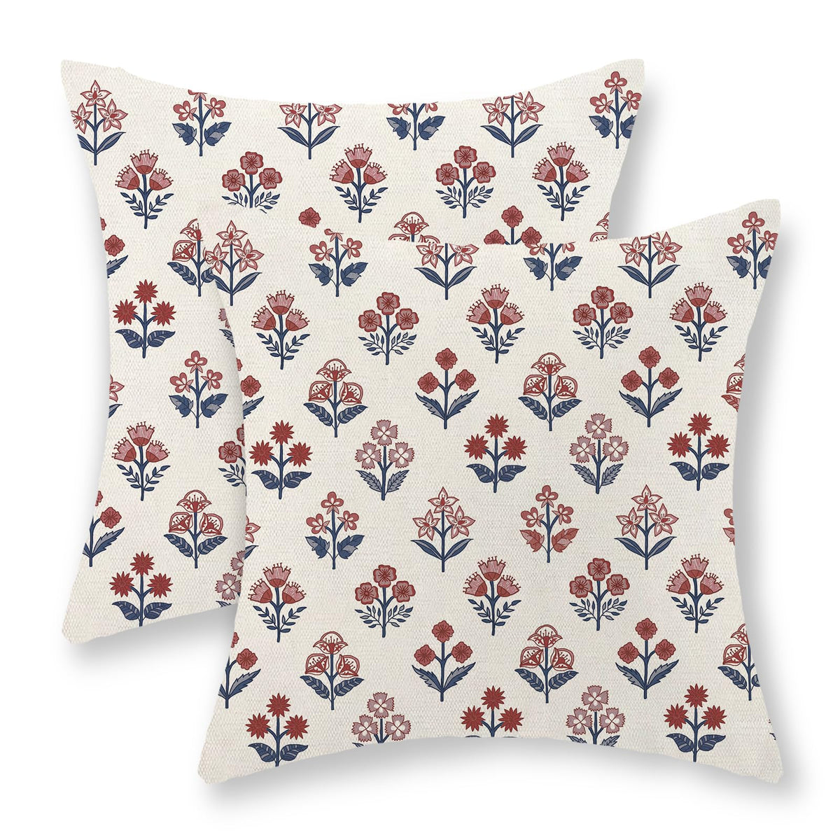 Chinoiserie Pillow Covers 18x18 Set of 2 Blue Green Bird Floral Throw Pillows Vintage Blue Flowers Decorations Outdoor Pillowcase Chinoiserie Decor Farmhouse Linen Cushion Case for Couch Home
