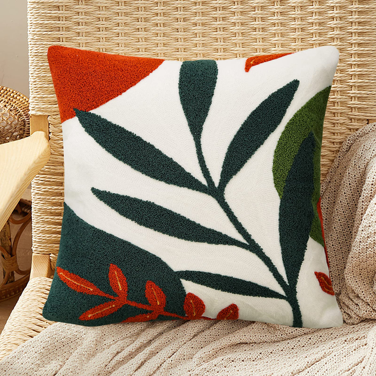 Merrycolor Boho Lumbar Throw Pillow Covers 12x20 Tufted Abstract Mid Century Modern Pillowcases Bohemian Aesthetic Decorative Pillows for Couch Bed Sofa Living Room (1PC,Green and Black)