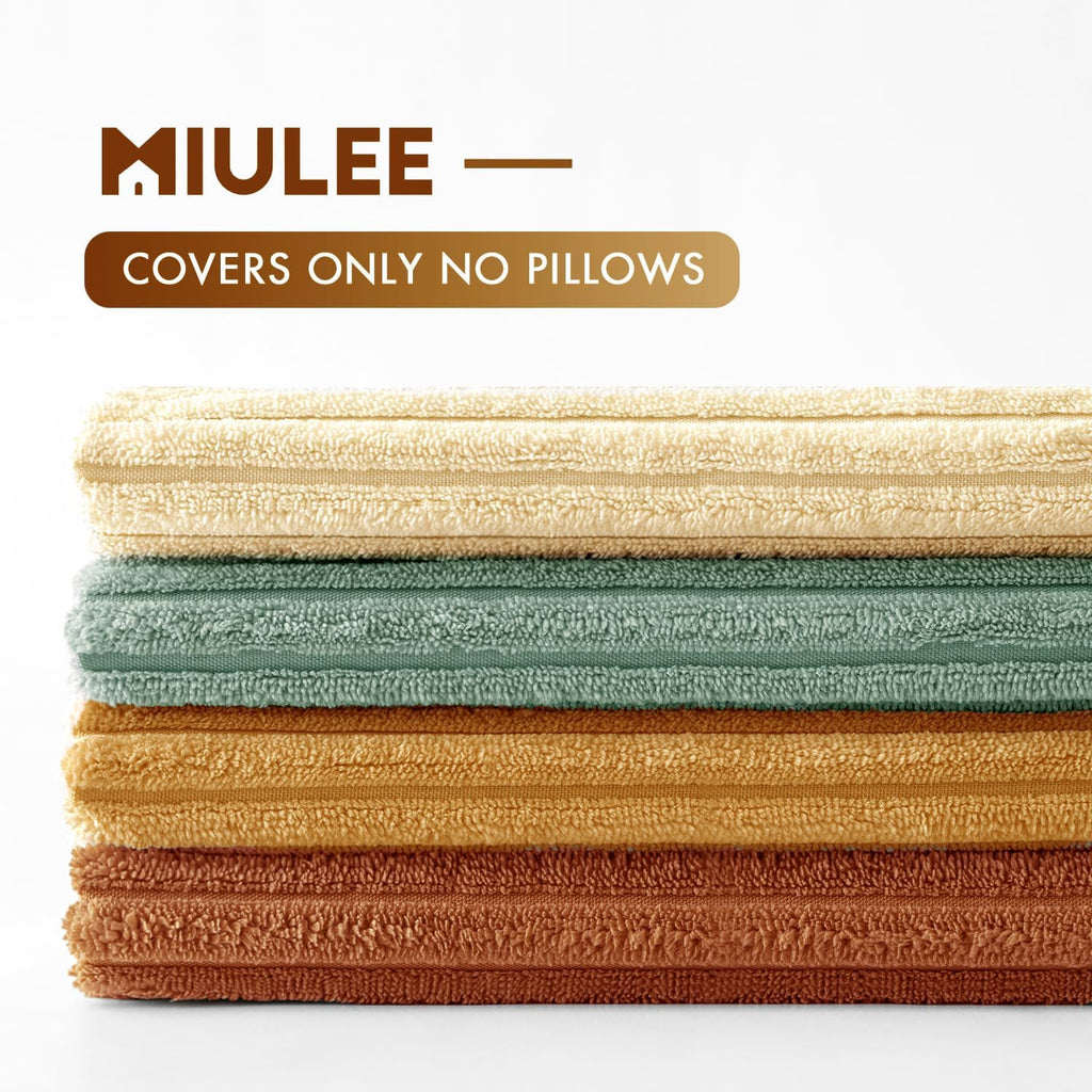 MIULEE Soft Corduroy Decorative Throw Pillow Covers Orange Teal 18x18