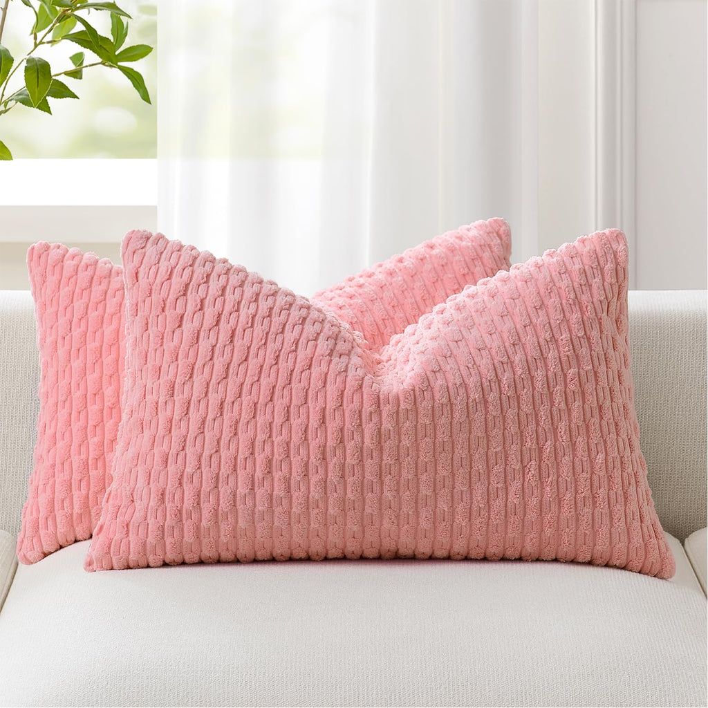 Kevin Textile Soft Corduroy 18x18 Inch Pillow Covers 2 Pack, Sage Green