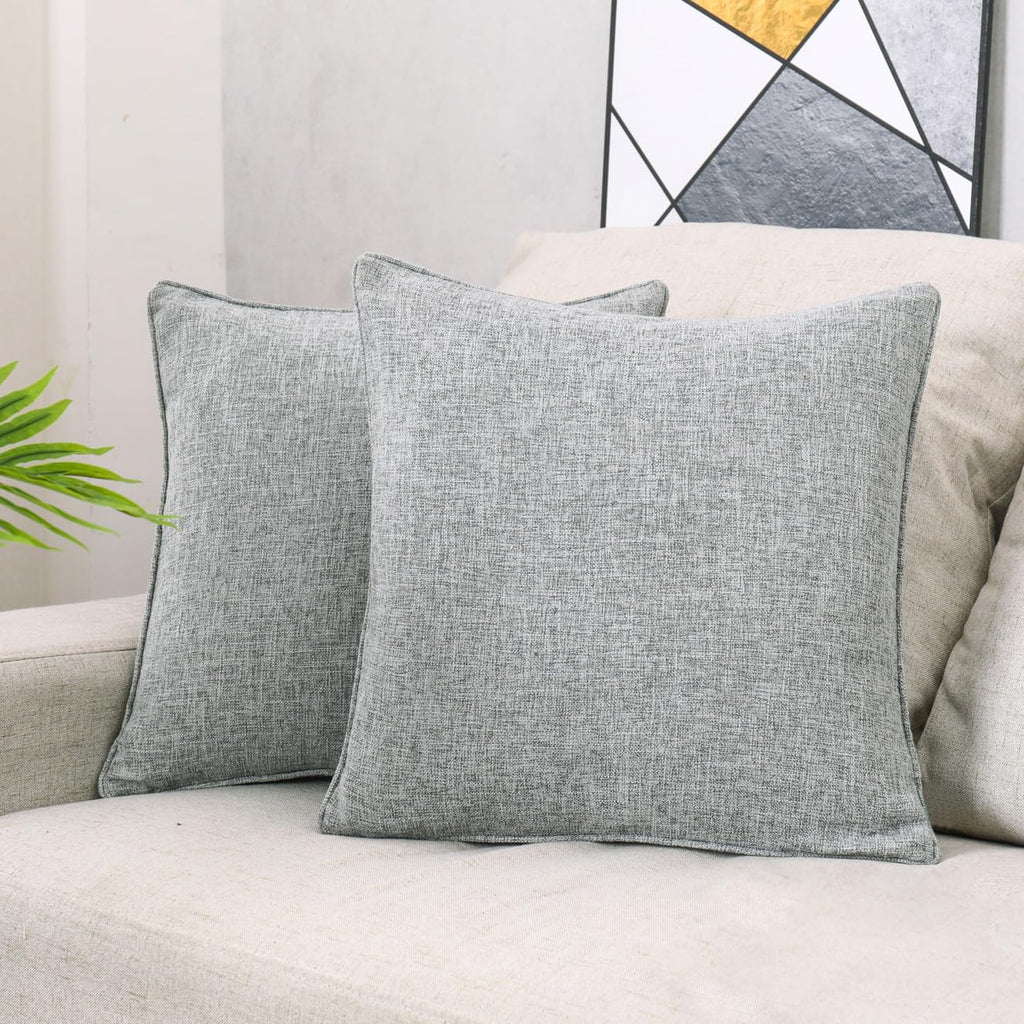 HPUK Throw Pillow Covers 18x18 Set of 4, Blue Patterned & Solid Covers
