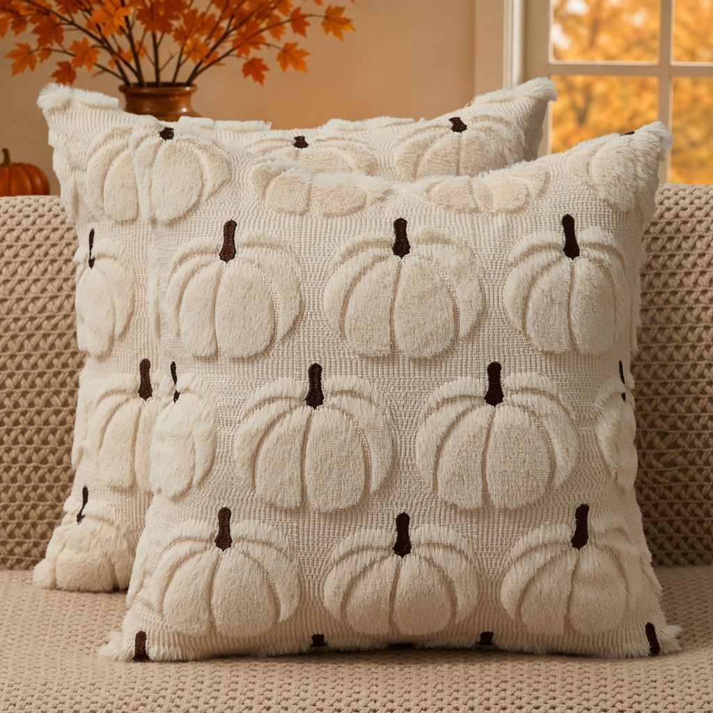 DFXSZ Fall Pillow Covers 18x18 2Pcs Rust Pumpkin Fall Decorations for Home