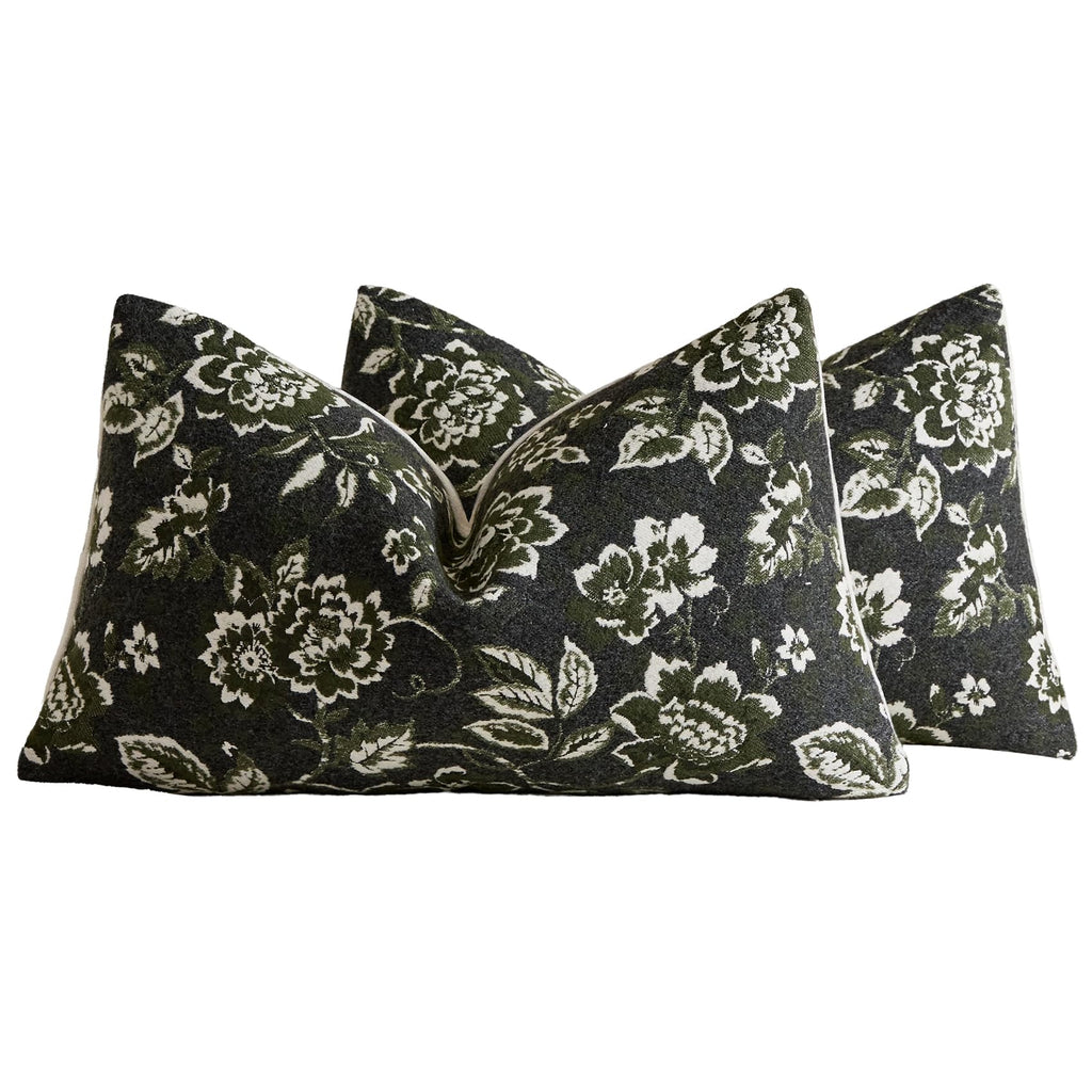 Vintage Floral Chenille Throw Pillow Covers 18x18 Set of 2