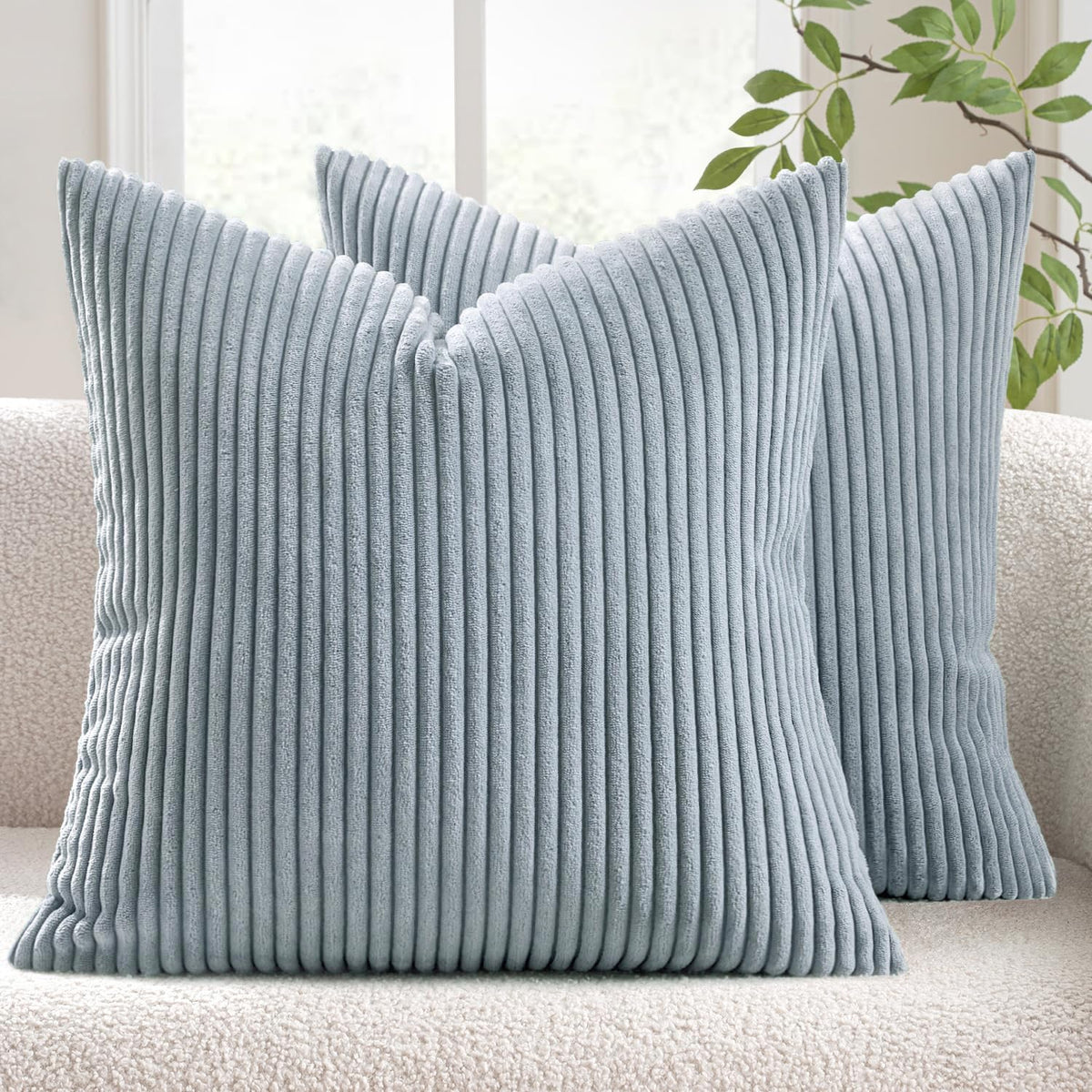 MIULEE Fall Decorative Corduroy Throw Pillow Covers Set of 2 20x20 Orange
