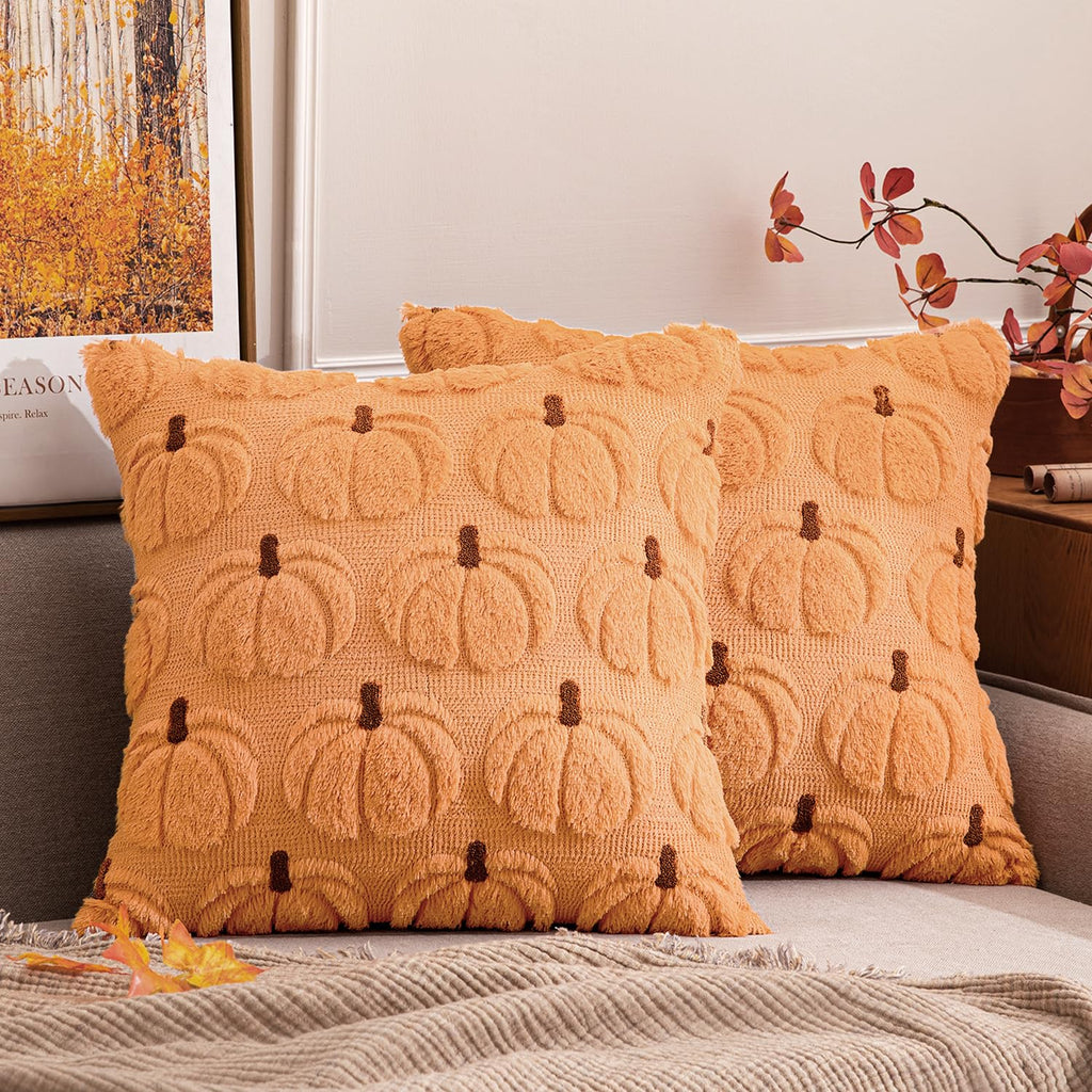 MIULEE Fall Pumpkin Pillow Covers Fall Decor Beige Brown Stem 18x18