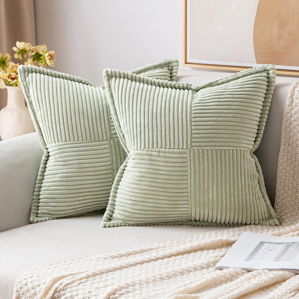 MIULEE Decorative Throw Pillow Covers for Couch 18x18 Inch Beige 2 Pack