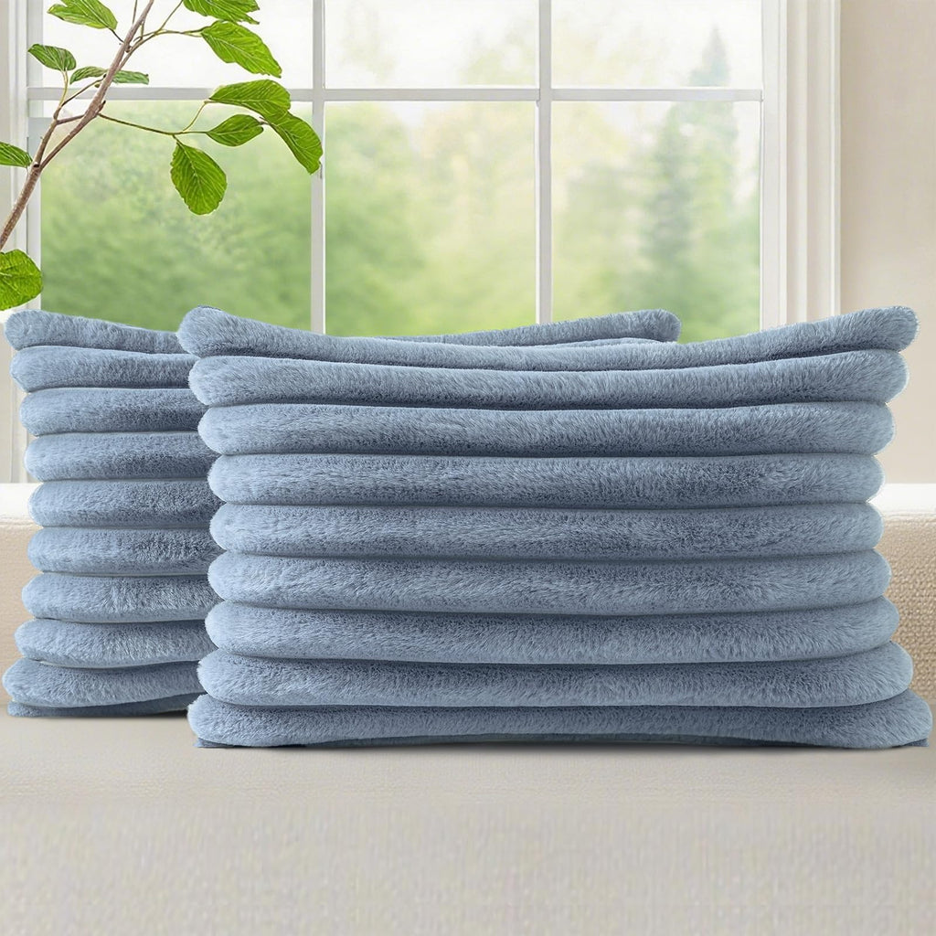 decorUhome Fall Faux Fur Throw Pillow Covers 18x18 Set of 2 Rust