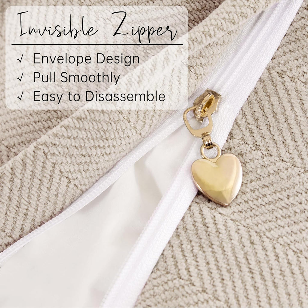 ZWJD Beige Pillow Covers 20x20 Set of 2 Chenille Throw Pillow Covers with Elegant Design Soft and Luxurious Decorative Throw Pillows for Couch, Bed, and Home Decor