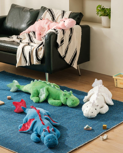 35.4" Weighted Dragon Plush Toy, 5lb Weighted Stuffed Animals, Silent Glass Beads Large Dragon Pillow for Sensory Relaxation for Kids and Adults, for Bedtime & Lounging