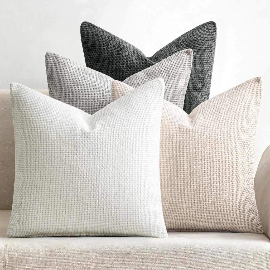 MIULEE Soft Decorative Chenille Pillow Covers Blue Series 18x18 Pack of 4