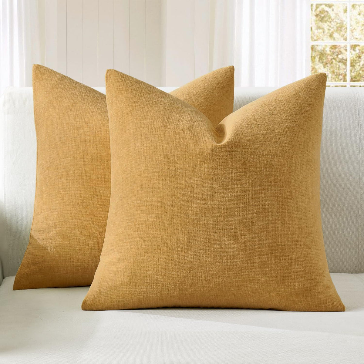 MIULEE Olive Green Chenille Couch Throw Pillow Covers, 18x18