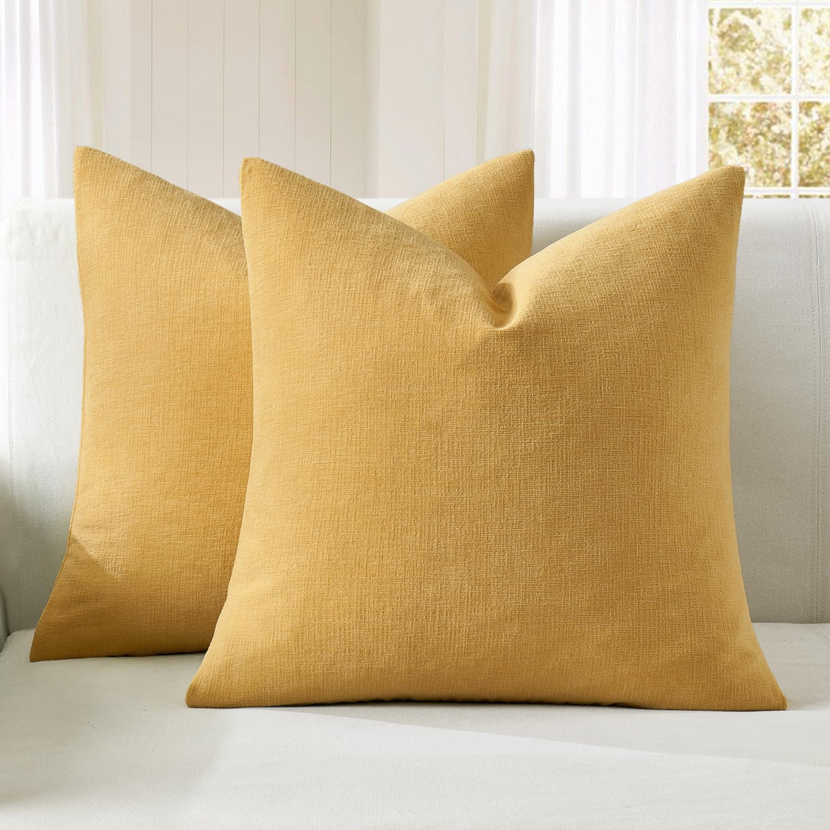 MIULEE Olive Green Chenille Couch Throw Pillow Covers, 18x18