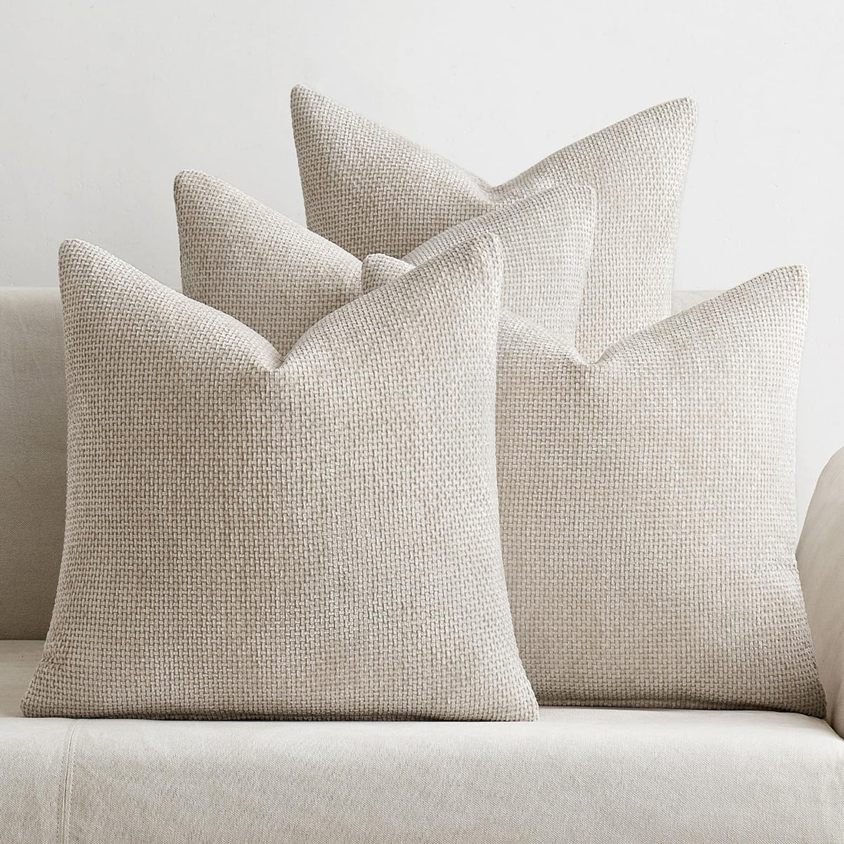 MIULEE Soft Decorative Chenille Pillow Covers Blue Series 18x18 Pack of 4