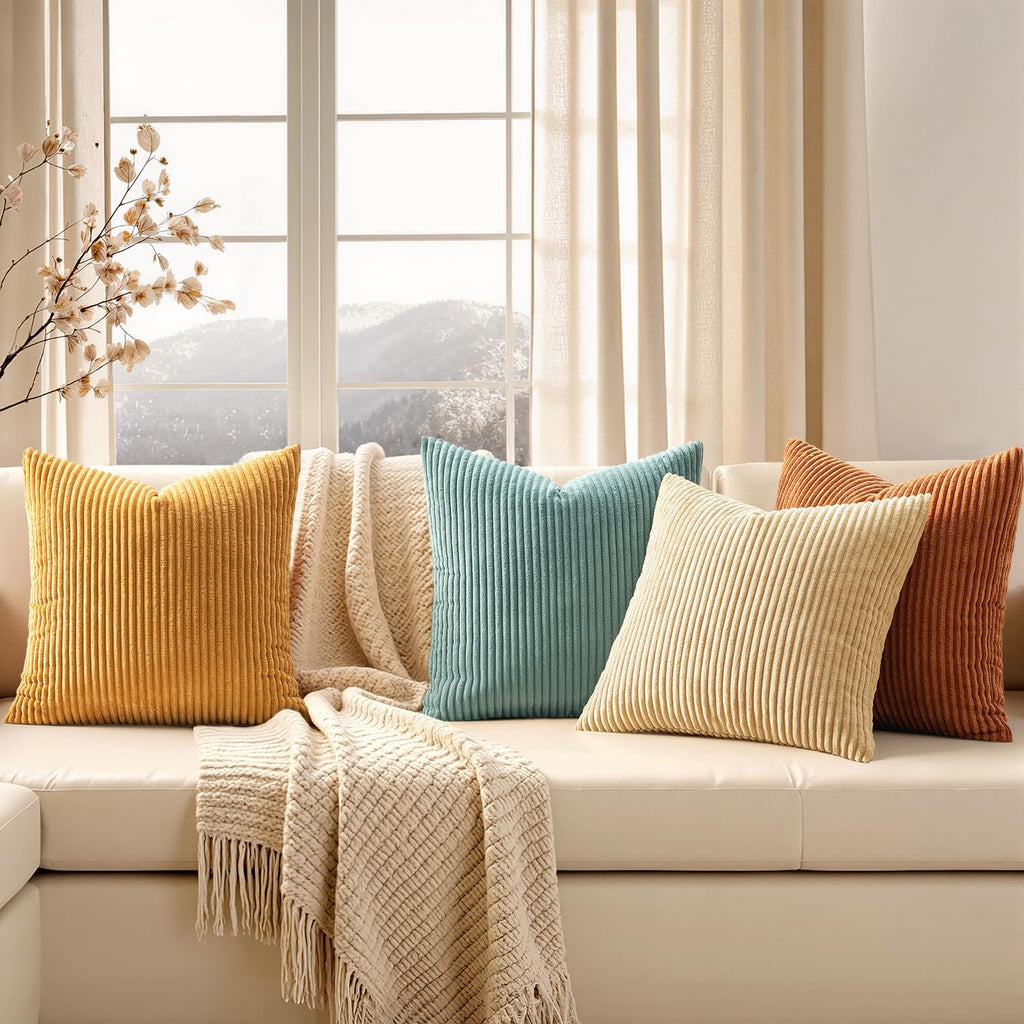 EMEMA Teal Orange Decorative Throw Pillow Covers 18x18 Inch Set of 4