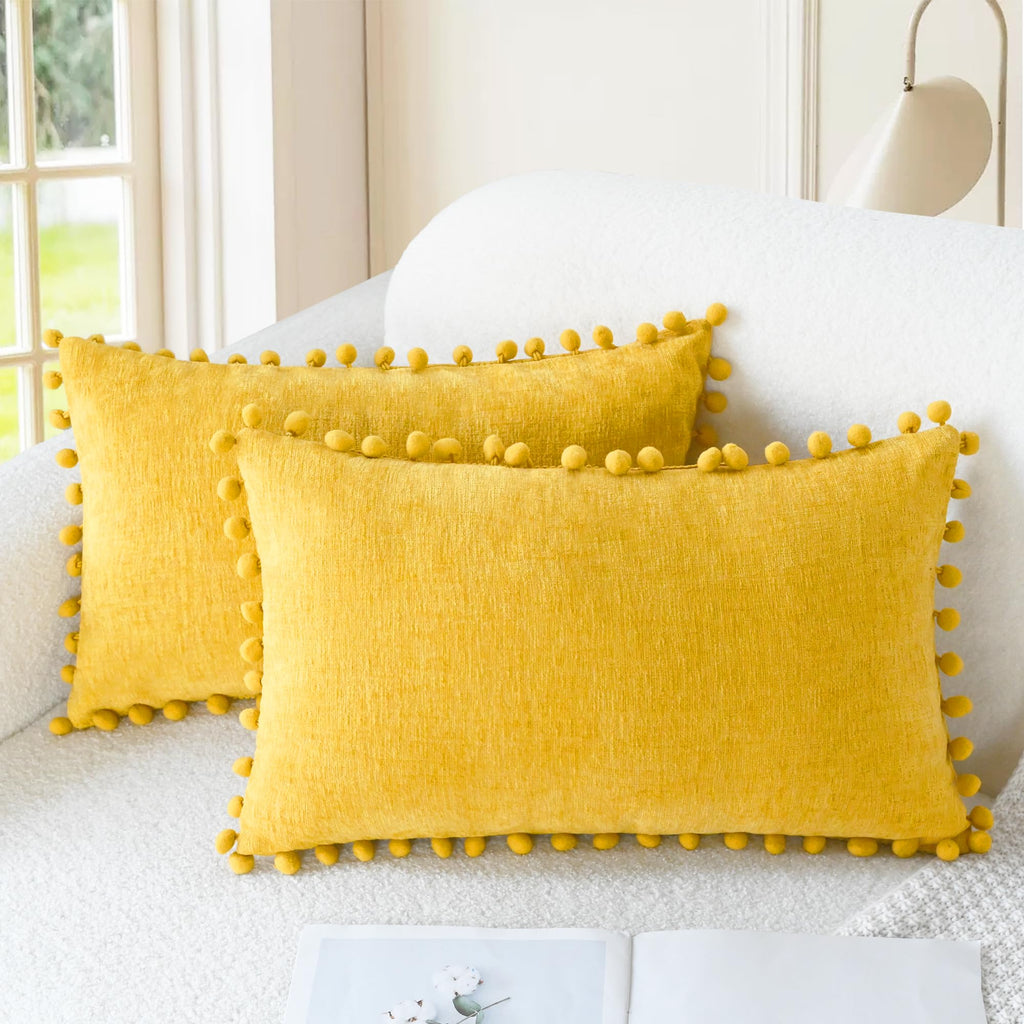 CaliTime Decorative Couch Throw Pillow Covers 20 X 12 Inches Gold