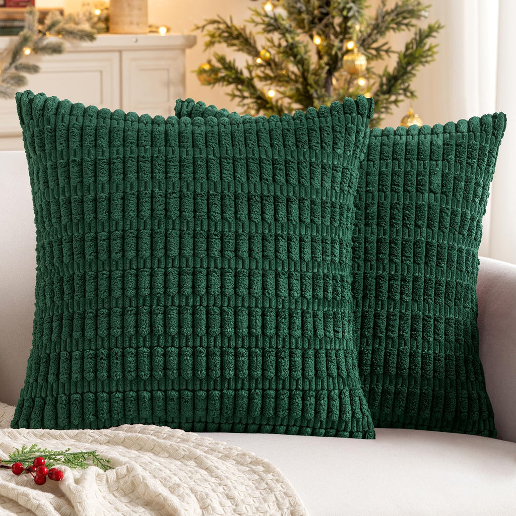 MIULEE Fall Corduroy Decorative Throw Pillow Covers 18x18 Rust Pack of 2
