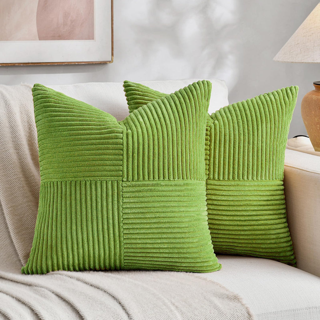 Fancy Homi 2 Packs Rust Boho Decorative Throw Pillow Covers 18x18 Inch for Couch Bed Sofa, Farmhouse Fall Home Decor, Soft Corss Corduroy Patchwork Textured Terracotta Accent Cushion Case 45x45 cm
