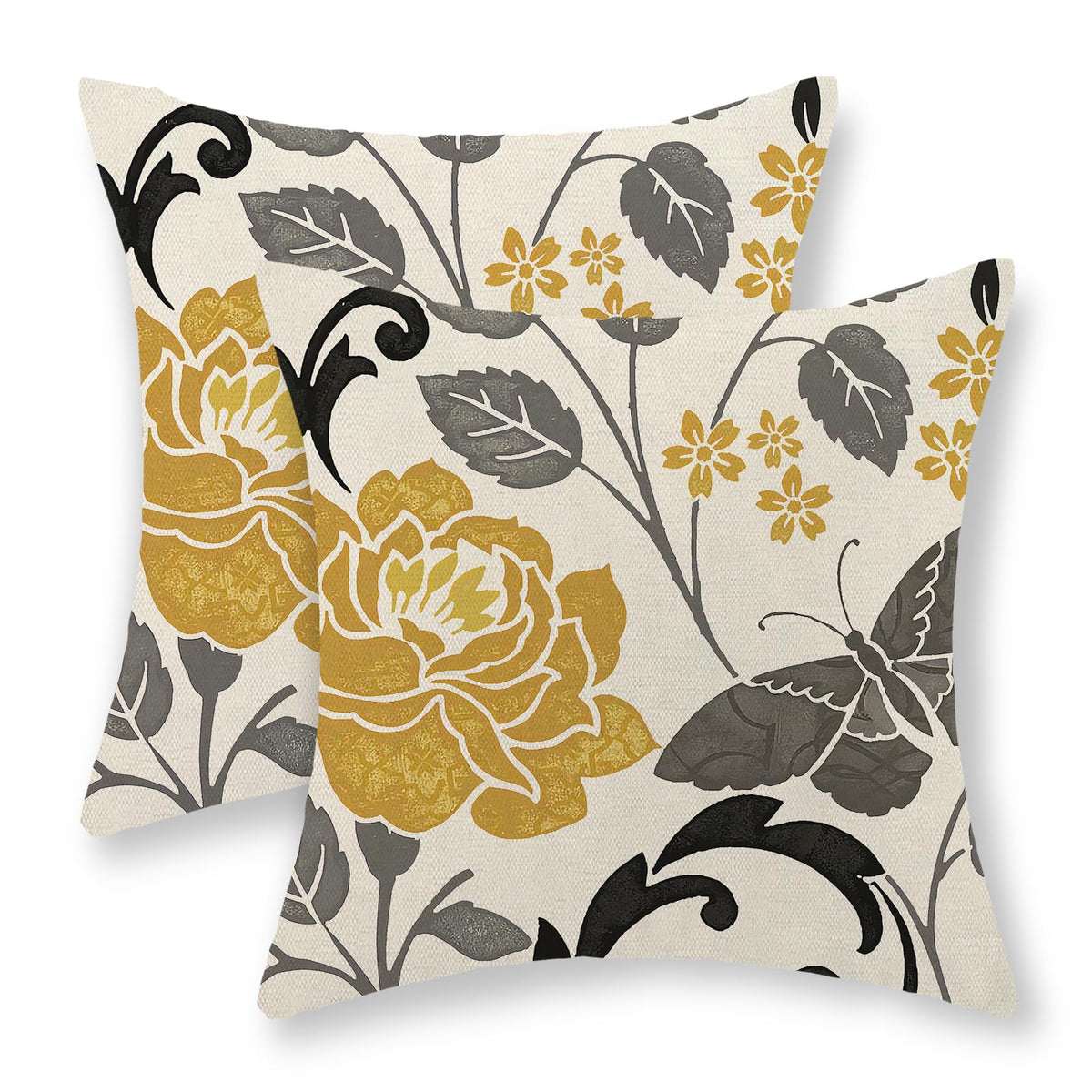 Chinoiserie Pillow Covers 18x18 Set of 2 Blue Green Bird Floral Throw Pillows Vintage Blue Flowers Decorations Outdoor Pillowcase Chinoiserie Decor Farmhouse Linen Cushion Case for Couch Home